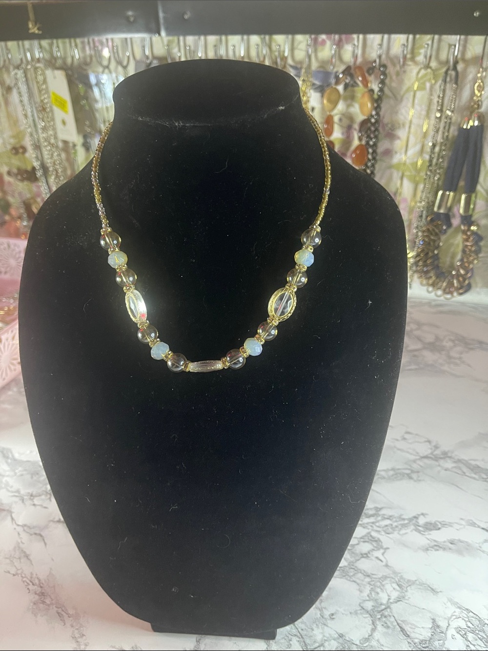 Iridescent Gold Beaded Necklace for Women